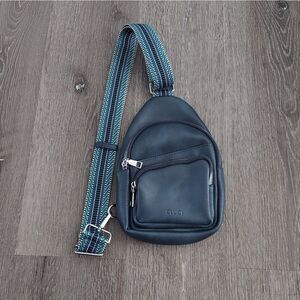 Blue Belt Bag with Smooth Finish and Adjustable Strap